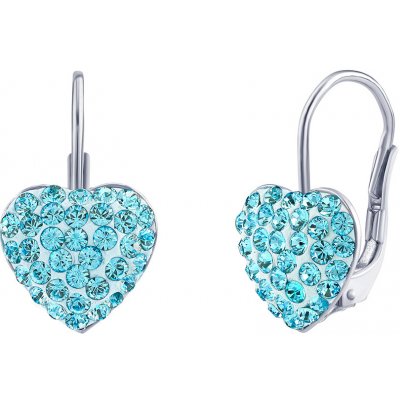 SILVEGO stříbrné srdce světle modré se Swarovski Crystals SILVEGOB36011SWA – Zboží Mobilmania