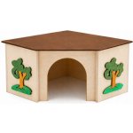 JK ANIMALS Dřevěný rohový domek pro králíky 27 x 27 x 15 cm – Hledejceny.cz