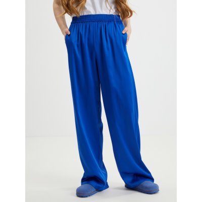 Only Victoria dámské saténové široké kalhoty tmavě modré – Zboží Mobilmania