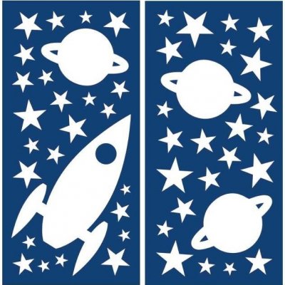 KUPSI-TAPETY Rocket + Stars dekorace 77226 ve tmě svítící nálepky Crearreda 15x31 cm – Zboží Mobilmania