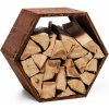 Dřevník Blumfeldt Firebowl Hexawood Rust, stojan na dřevo, šestiúhelníkový tvar, 50,2 x 58 x 32 cm