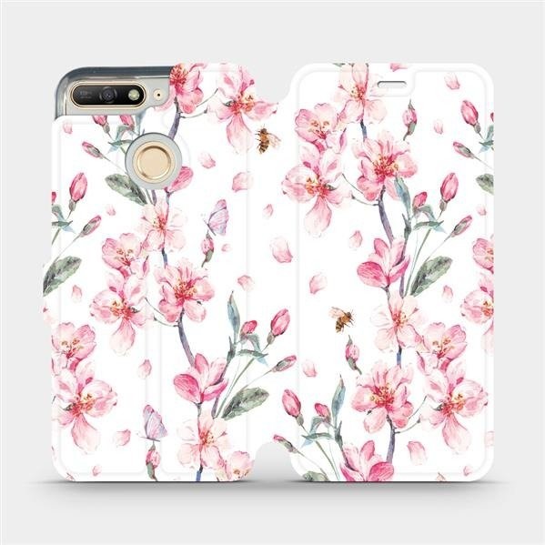 Pouzdro Mobiwear parádní flip Huawei Y6 Prime 2018 - M124S Růžové květy