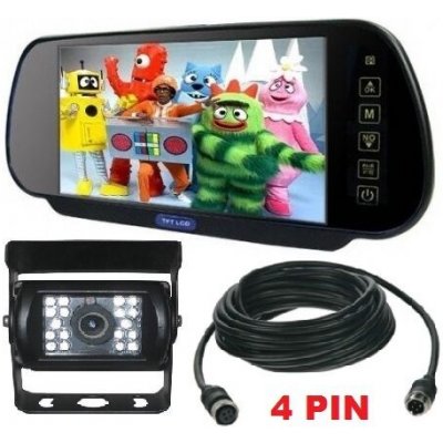 LCD do auta ve zpětném zrcátku 7" palců 4 pin + couvací kamera Truck c107bccd + kabel 15m – Zboží Živě