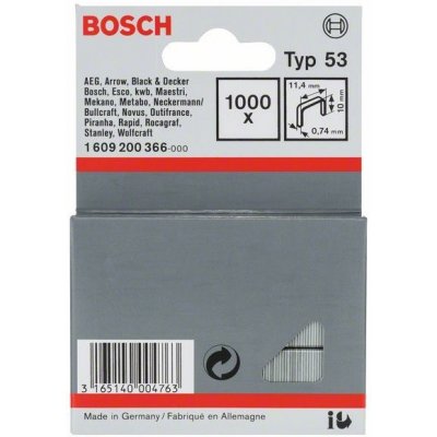 Bosch sponky do sponkovačky, typ 53 - 11,4 x 0,74 x 10 mm - 1000 ks 1609200366 – Hledejceny.cz