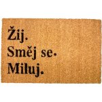 Home Elements Rohožka s textem Žij, směj se, miluj hnědé 40 x 60 cm – Zboží Dáma