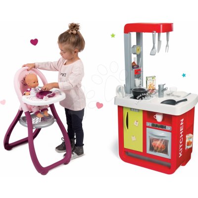 Smoby Set kuchyňka Cherry Special se zvuky jídelní židle s panenkou 32 cm Baby Nurse Zlatá edice – Zboží Mobilmania