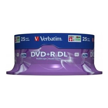 Verbatim DVD+R DL 8,5GB 8x, AZO, spindle, 25ks (43757)