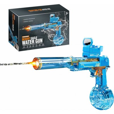 Elektrická vodní pistole DESERT EAGLE – transparentní provedení, světelné efekty, dostřel 8–10 m, 425 ml zásobník – Sleviste.cz