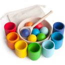 Montessori Ulanik dřevěná hračka "Rainbow: balls in cups"