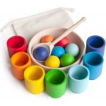 Vzdělávací sada Ulanik Montessori dřevěná hračka "Rainbow: balls in cups" (4680136750046) – Zbozi.Blesk.cz