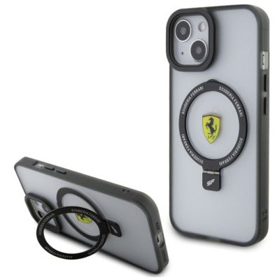 Ferrari Ring Stand MagSafe iPhone 15 Transparent/černé Outline – Zbozi.Blesk.cz