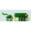 Model Siku 1843 John Deere s čelním nakladačem a přívěsem 1:87