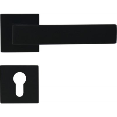 Rozetové kování RK.C36.GARDA.PZ.CE na čtvercových rozetách s vratnou pružinou klik, hliník, matná černá – Zboží Mobilmania