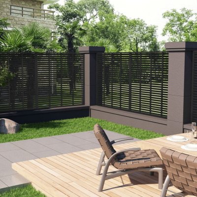 Nabytek XL Lamelový plot WPC 180 x 180 cm tmavě šedý – Zboží Mobilmania
