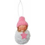 Clayre & Eef Bílo-růžová látková závěsná dekorace anděl s hvězdičkou - Ø 5 * 9 cm – Hledejceny.cz
