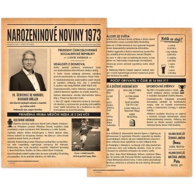 Narozeninové noviny 1973 – dvoustranné nebo jednostranné – HobbyKompas.cz