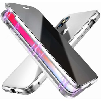 Pouzdro Beweare Magnetické oboustranné s tvrzeným sklem iPhone 11 - stříbrné