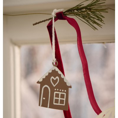 IB LAURSEN Kovová ozdoba Gingerbread House A srdíčko hnědá barva kov – Zboží Dáma