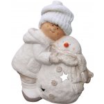 keramická panenka 39.5 x 20 x 41cm kluk se sněhulákem – Hledejceny.cz