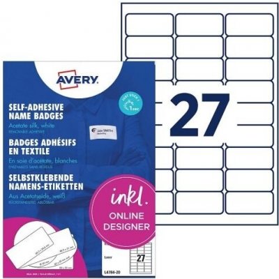 Jmenovka samolepicí Avery L4784, 63,5x29,6 mm, bílá, 20 lis. – Hledejceny.cz