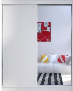Kapol Camino 150 cm s velkým zrcadlem a posuvnými dveřmi Matná bílá