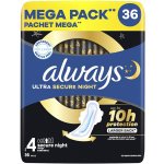 Always Ultra Secure Night hygienické vložky vel. 4 s křidélky 36 ks – Zboží Dáma