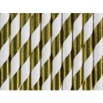 PartyDeco Papírová brčka s proužky zlatá 10 ks¨ – Hledejceny.cz