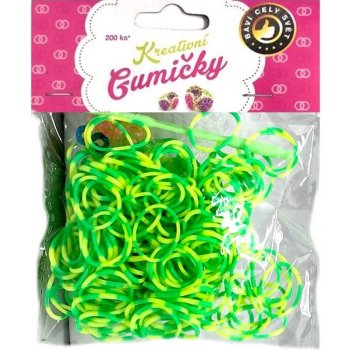 Loom Bands pletací gumičky pruhované zelenožluté 2 200ks + háč