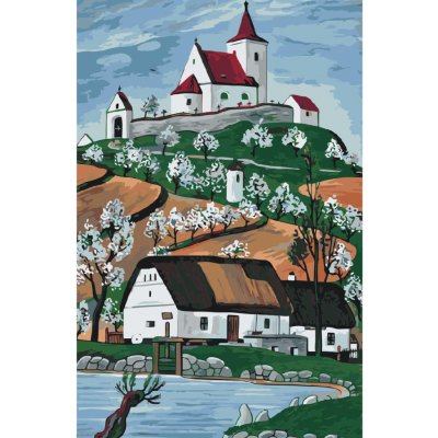 MALUJEŠ JOSEF LADA MLÝN S KOSTELÍKEM 1944 Rozměr 60 x 90 cm Rámování vypnuté plátno na rám – Zboží Mobilmania