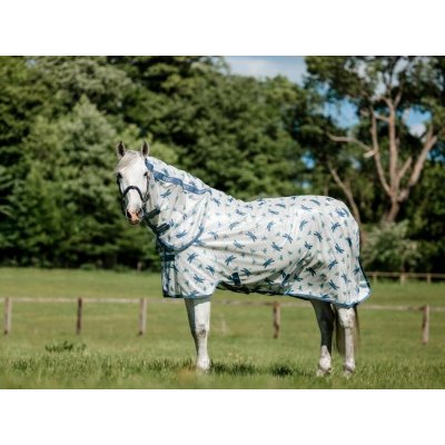 Horseware Deka proti hmyzu Amigo Bug s integrovaným krkem dragonfly print silver, blue & sage – Hledejceny.cz