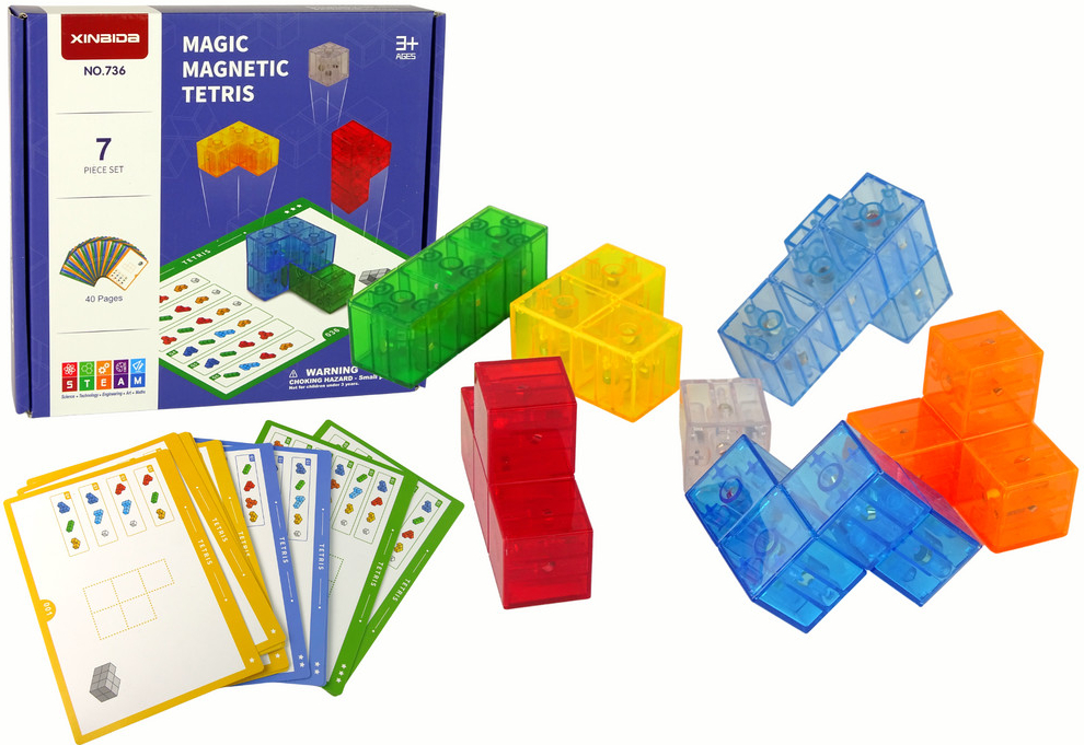 LEAN Toys Magická magnetická kostka 7 ks - TETRIS