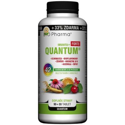 Bio Pharma Quantum Imunita+ Forte 42 složek od vitamínu A až po železo multivitamín s minerály 120 tablet