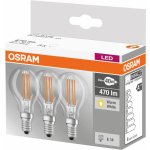 Osram 3PAK LED žárovka LED E14 P45 4W = 40W 470lm 2700K Teplá bílá 320° Filament – Hledejceny.cz
