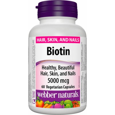 Webber naturals Biotin 5000mcg 60 kapslí