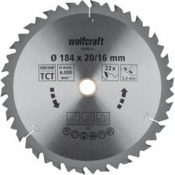 Wolfcraft pilový kotouč hrubé řezy 184x20,16 Z22 6646000