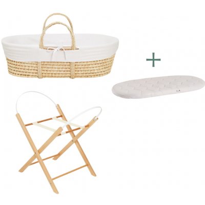 Ahojbaby sada Mojžíšův košík pro miminko Corn Natural se skládacím stojanem Transparent, bílým potahem – Zbozi.Blesk.cz