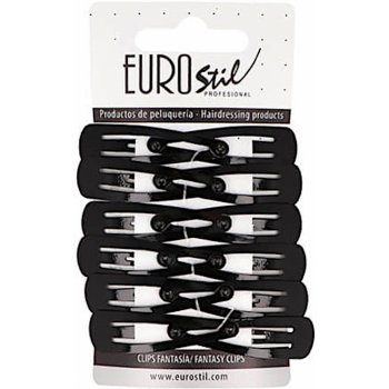 Sponky do vlasů pukačky Eurostil Profesional - 5 cm, černé - 12 ks (07455/50)