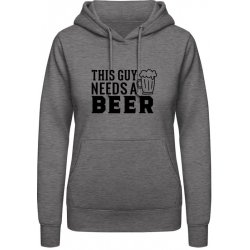 AWDis Hoodie mikina Nápis Tenhle chlap potřebuje Pivo Uhlíková