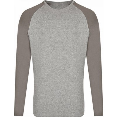 Módní unisex tričko s dlouhými kontrastními rukávy Miners Mate šedé melírové triko s kontrastními rukávy MY210