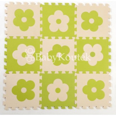 EVA puzzle květ krémová-zelená 30x30x1cm 9 ks – Zboží Dáma