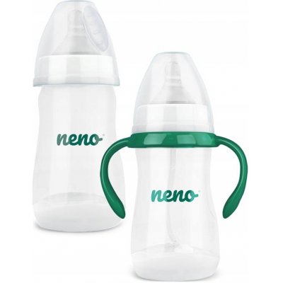 Neno Bottle antikoliková lahvička s úchyty bílá/zelená 240 ml – Zboží Mobilmania