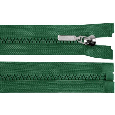 Zip kostěný dělitelný No 5 délka 60 cm - bundový s ozdobným jezdcem barva 273 zelená smrková – Hledejceny.cz