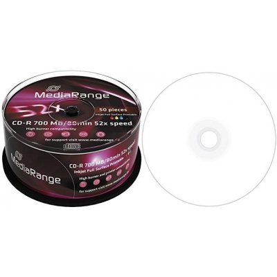 MediaRange CD-R 700MB 52x Printable, spindle, 50ks (MR208)