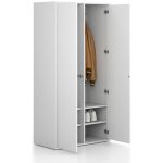 Frame Šatní skříň, 2 oddíly, 872 x 450 x 1735 mm, PUSH-lock, bílá – Zboží Mobilmania