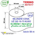 Termo kotouček 80/70/17 BPA 58m (80mm x 58m) Množství: 60 ks kotoučků v kartonu – Zboží Živě