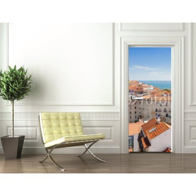 WEBLUX 50939880 Samolepka na dveře fólie Panoramic of Alfama rooftops Panoramatické střechy Alfama Lisboa Portugalsko rozměry 90 x 220 cm – Zbozi.Blesk.cz