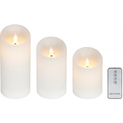 Sada 3 LED svíček s realistickým plamenem, bílá, Kaemingk – Hledejceny.cz