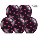 Balónek pastelový černý růžové puntíky