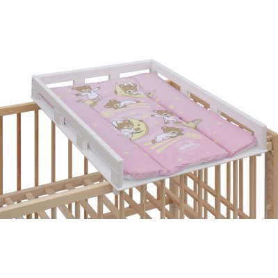 Přebalovací pult OGY Scarlett na postýlku - bílý - s přebalovací podložkou Galaxy - Růžová – Sleviste.cz