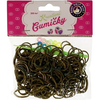 Loom Bands pletací gumičky tmavě hnědé 200ks + háček